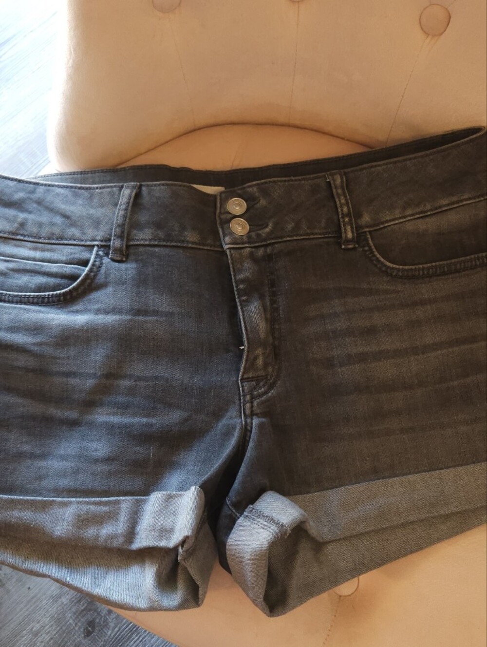 Hudson Jeans Dark Gray Rolled Hem Denim Shorts